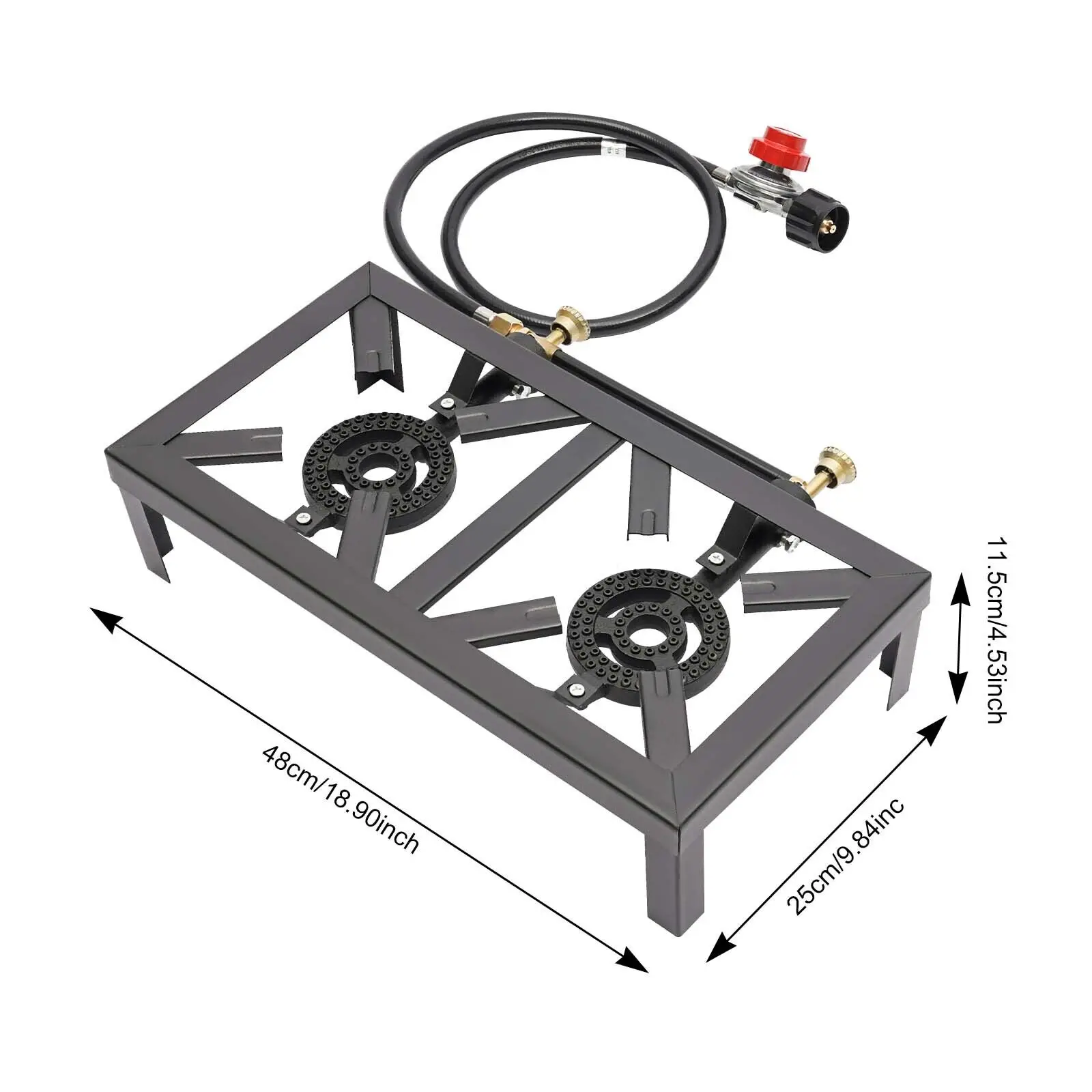 Cast Iron Double Burner Portable Outdoor Camp Stove Propane Gas LPG BBQ Cooker