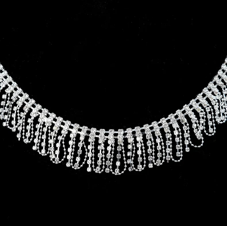 10 Yards Strass Kette Sparkle Kristall Diamant Silber Quaste Strass Kleidung Zubehör DIY Hochzeit Party Geschenk Dekoration – Detail 5