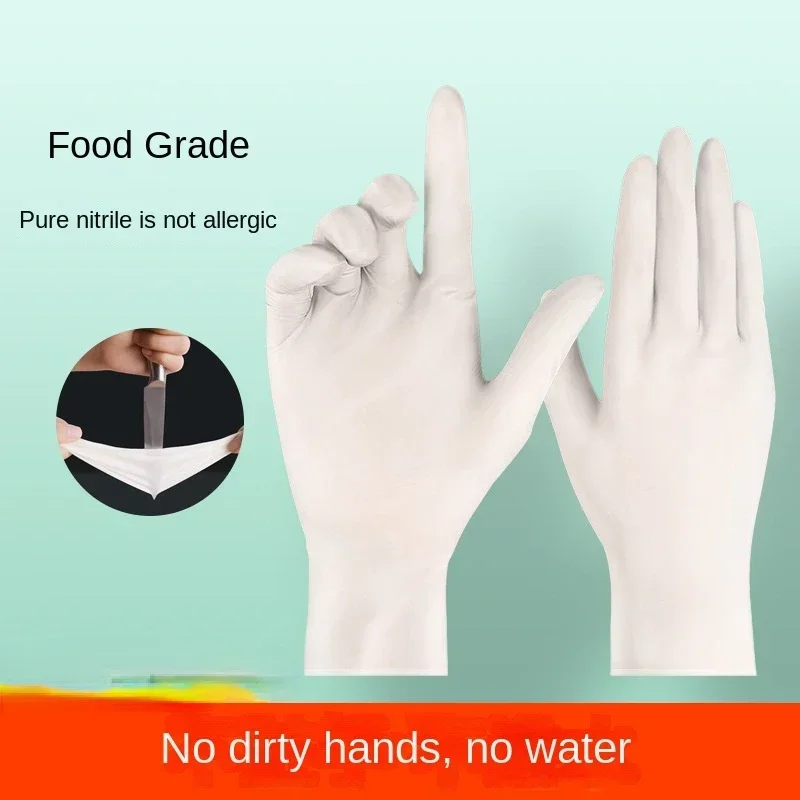 400PCS Disposable Gloves Food Grade Kitchen Catering Lab Thickened Durable 9 Inch Nitrile Rubber Black Gloves Waterproof Gloves