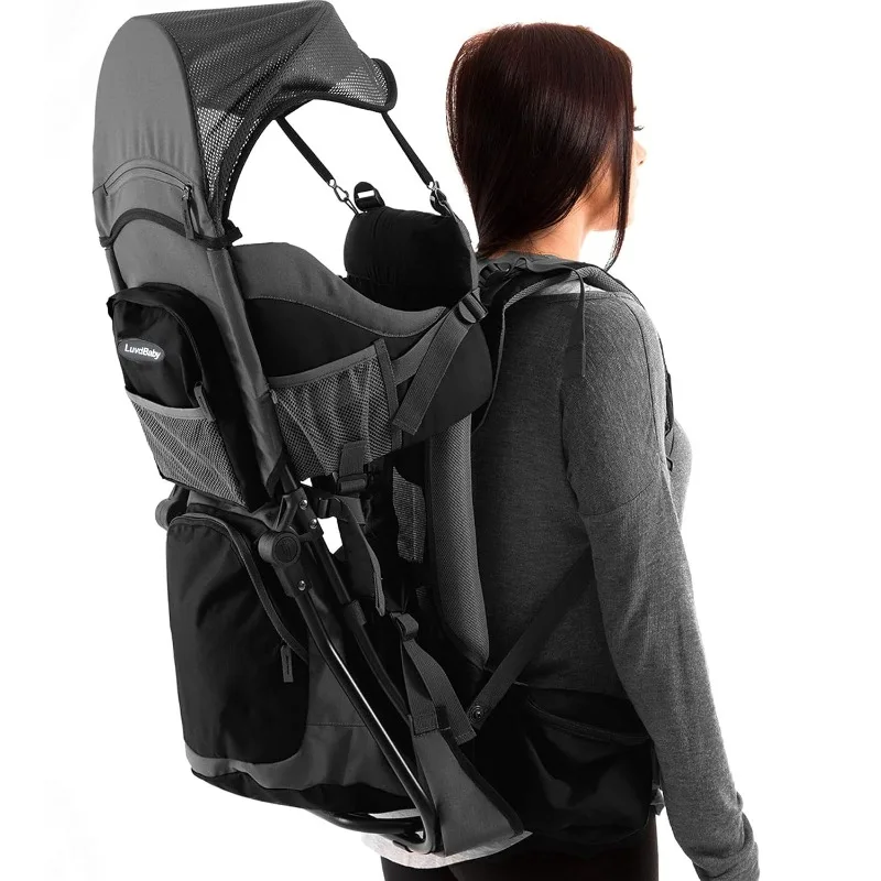 Hiking Baby Carrier Backpack-Comfortable Baby Backpack Shoulder Straps with Changing Pad, Insulated Pocket + Rain and Sun Cover