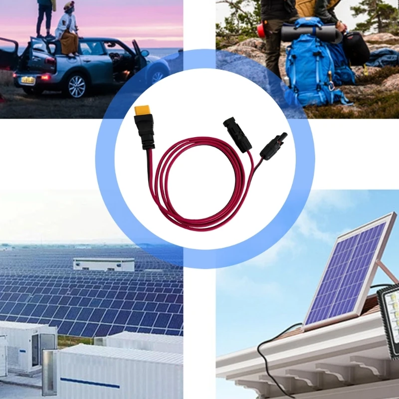 4XFC XT90 Photovoltaic Cable, 1.5m Solar Charging Cable with Male and Female Solar Ends, PVC Insulated Body for Photovoltaic