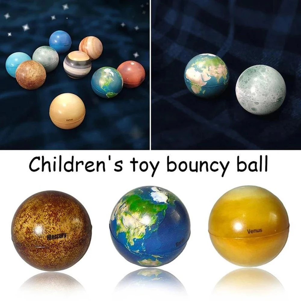 6.3cm bola de brinquedo alívio do estresse esponja bola sistema solar terra globo bola oito planetas lua estrela bola impressão estrela bola