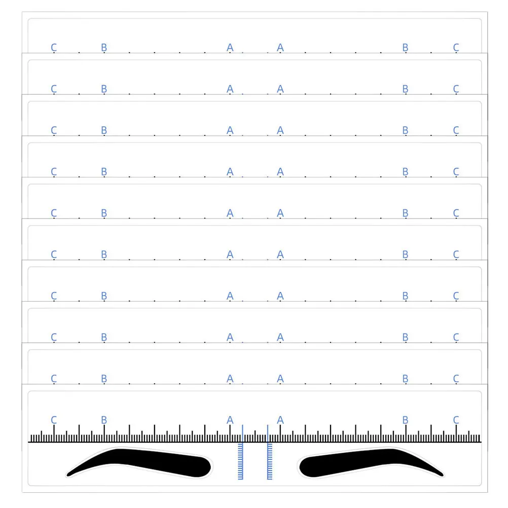 50 pz Sopracciglio Righello Modello di Tatuaggio Modellatura Stencil Strumento di Trucco Posizionamento delle Sopracciglia Misurazione Mappatura Per Infilettare Riempimento