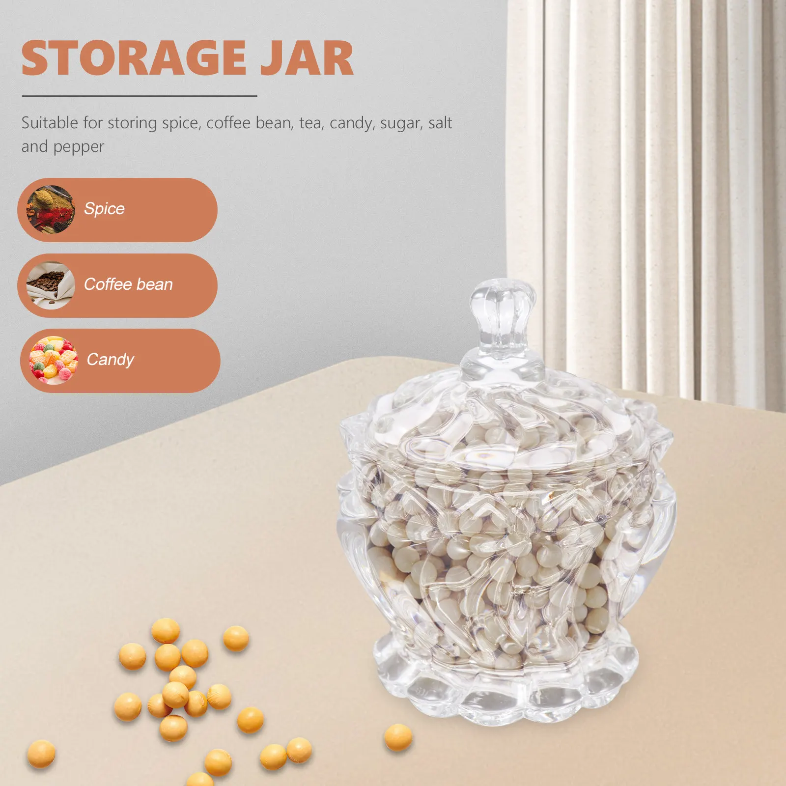 

2Pcs Thickened Premium Glass Storage Jar with Leak-Proof Lid Candy Jar Food Container for Kitchen Pantry Store Restaurant Home