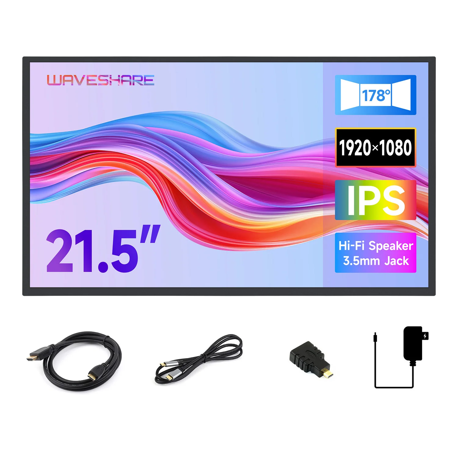 

Waveshare Luckfox 21.5inch Portable Monitor With Stand, 1920 × 1080, 120Hz High Refresh Rate, 178° Full-featured Type-C