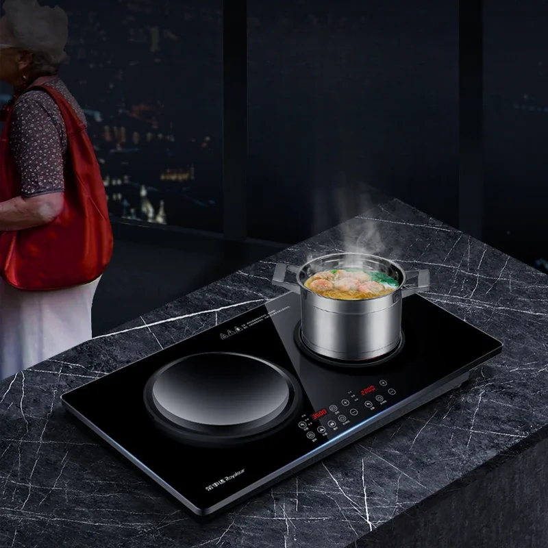 Embedded Induction Cooker Double Stove Double Head Inlaid Electric Ceramic Stove Desktop Concave Stir-fry Electric Stove