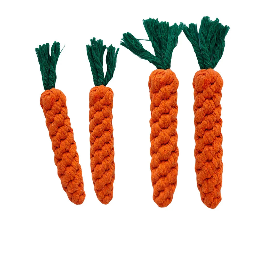 Dog Toy Carrot Knot Rope Ball Dog Chew Toys Pet Dog Braided Carrot Cotton Rope Puppy Cleaning Teeth Chew Toy Carrot Shape DIY