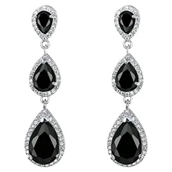 Huitan Simple Stylish Water Drop Cubic Zirconia Dangle Earrings Fashion Luxury Black/Blue CZ Temperament Elegant Female Jewelry