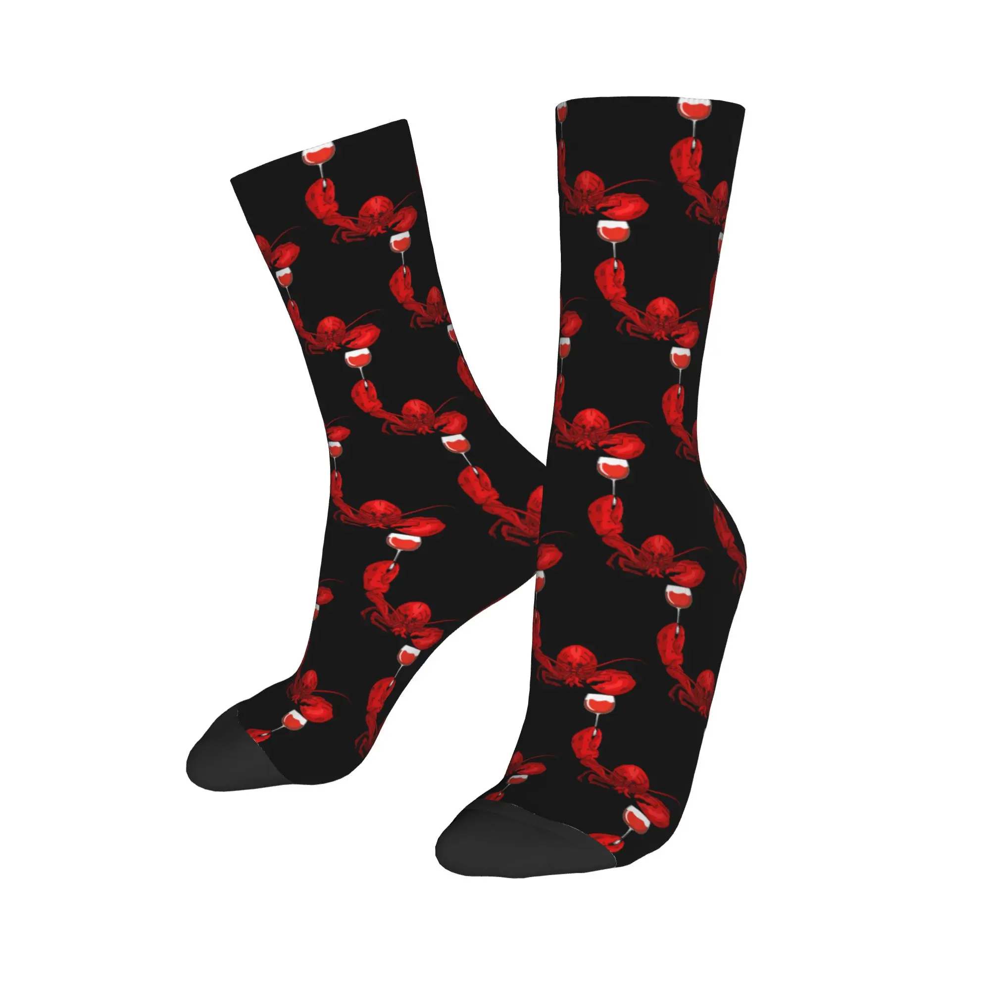 Lobster Martini Case for Summer Seafood Cocktail Socks Men Women Polyester Funny Happy  Socks Novelty Middle Tube Socks Gifts