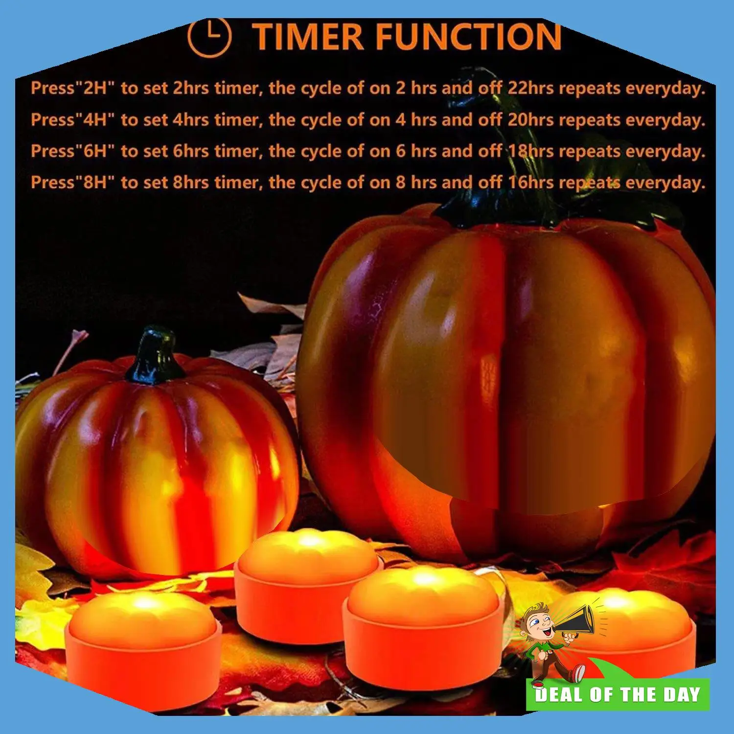 24-Hour Delivery Halloween LED Pumpkin Lights With Remote Timer With Flickering Bright Light 4 Pack - Image 3