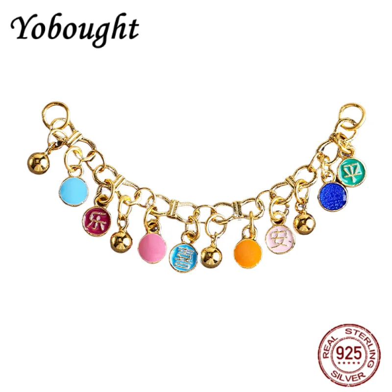 

S925 silver Gold-plated Enamel Safe Joy Chain Tassel Pendant Fashionable DIY Hand Woven Jewelry Accessories