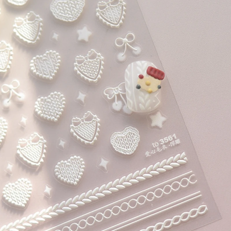 1pcs 5D Christmas Nails Sticker 3D Gold Silver Snow Bear Relief Self Adhesive Nail Art Stickers DIY Manicure Decortion Decals