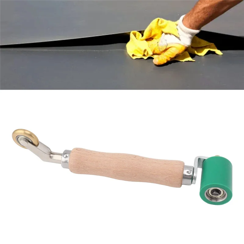 40mm Wallpaper Roller Seam Roller Steel, Wood Handle Silicone Seam Roller Dual Use Brass Wheel for PVC Welding B