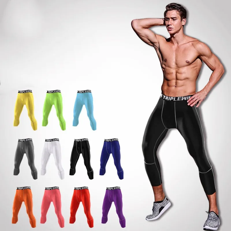 Men Kid Boy Girl GYM Capri Running Tight Pants Basketball Football Soccer Exercise Sport 3/4 Cropped Kneelet Leggings Shorts 369