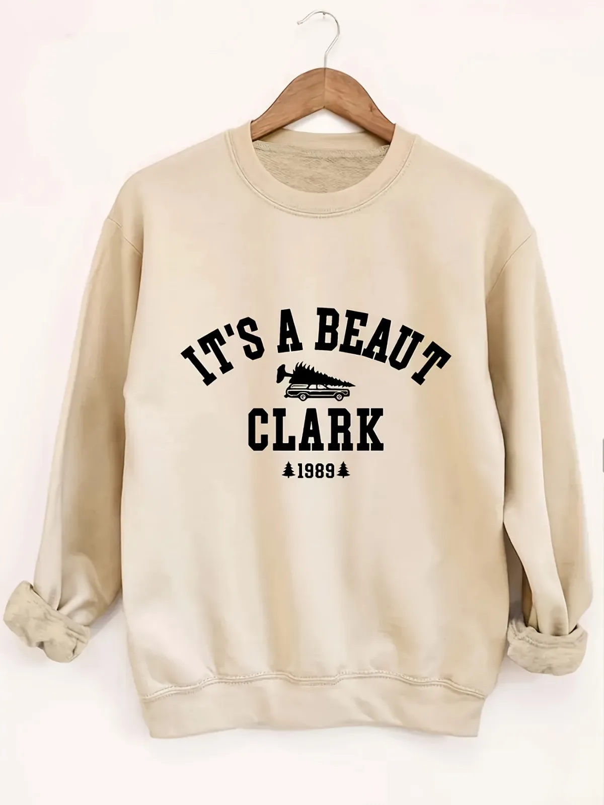 Sudadera con cuello redondo estampada "It's A Beaut Clark" informal y moderna para mujer, adecuada para fiestas, vacaciones, jerseys de regalo