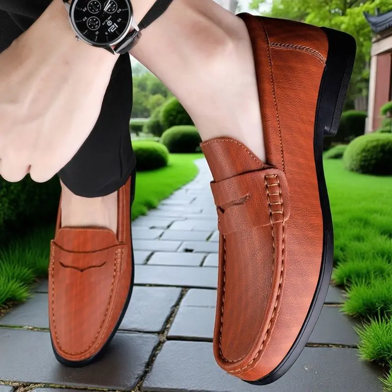 new fashionable high-quality non-slip and wear-resistant lazy one-pedal lightweight small leather shoes