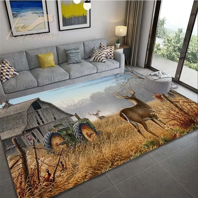 

Deer Carpet For Livingroom Wildebeest Rug Wild Animals Area Rug Vintage Doormat Home Decoration kitchen mats for floor