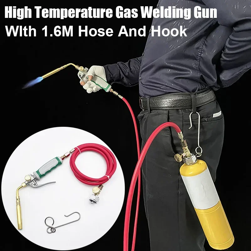 High Temperature Gas Welding Gun With 1.6M Hose & Hook Propane Cylinder Welding Maintenance Torch Flamethrower Gas Welding Torch