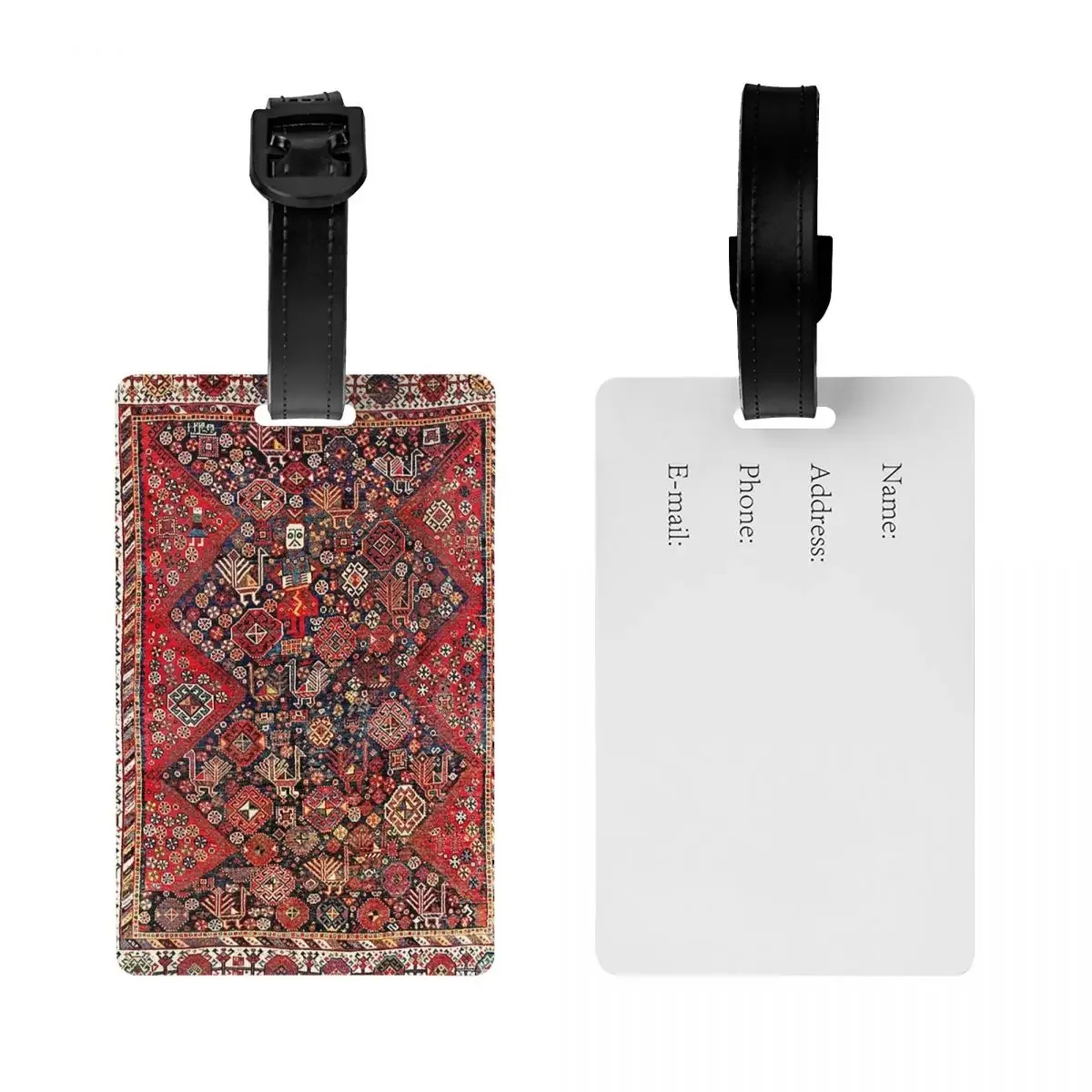 Qashqa Fars Southwest Persian Nomad Rug Print Luggage Tags Suitcase Fashion Baggage Boarding Tag Label Holder ID Name Address