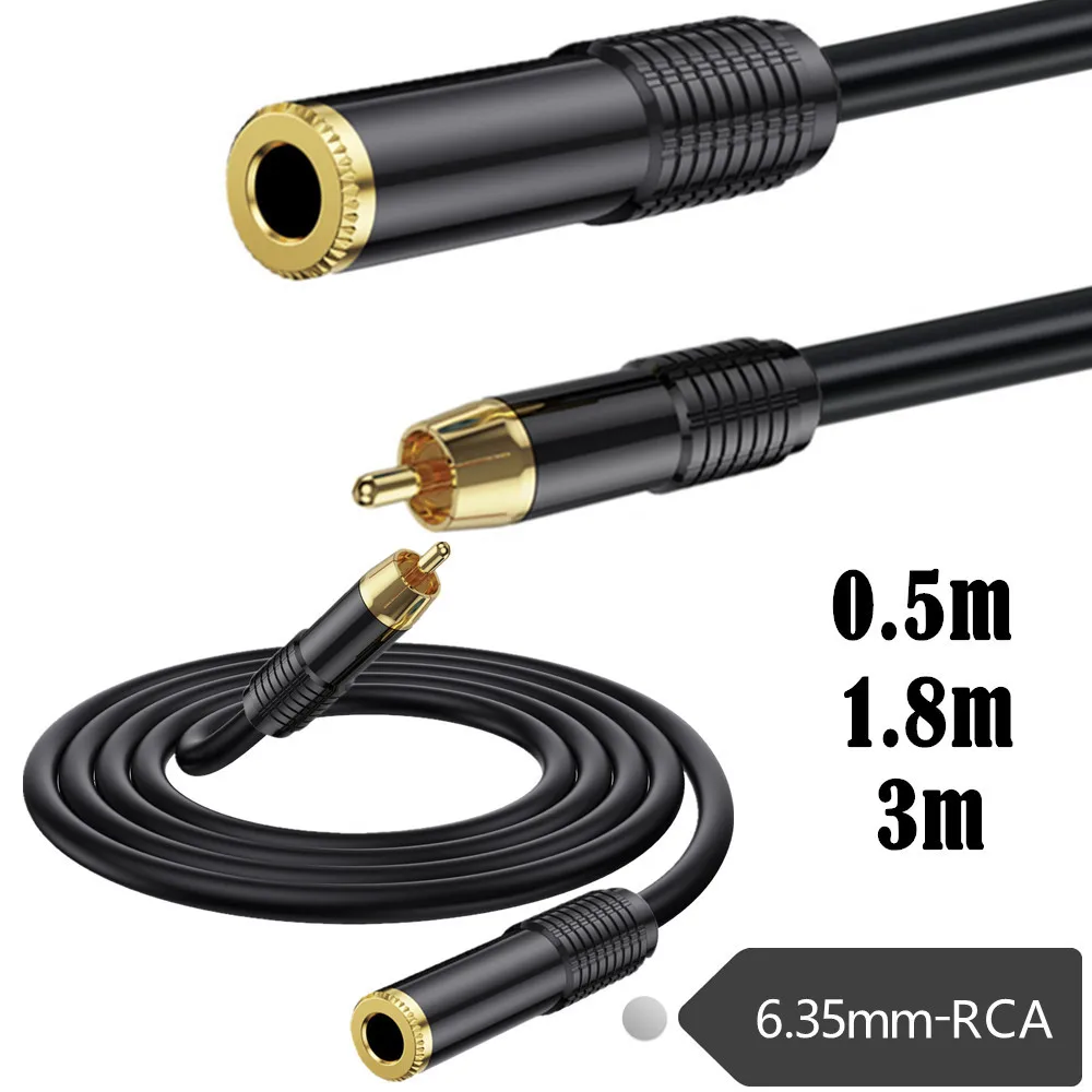 Gold Plated 1/4 inch 6.35mm Female Plug to 1RCA Male Interconnect Audio Adapter Converter Cord for AV Receiver, Amplifier