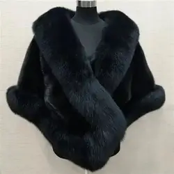 Faux Fur Shawl Fluffy Cape Coat Thickened Cold Resistant Women Winter Faux Mink Fox Fur Shawl Wedding Dress Cape Warm Poncho