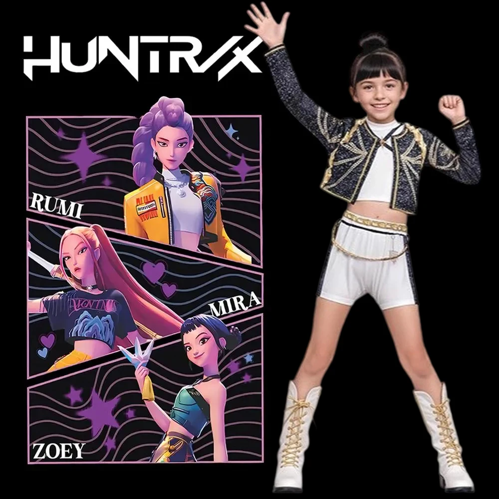 

Girls Demon Hunters Rumi Cosplay Costume Halloween Carnival K-Pop Zoey Mira Cosplay Kids Idol Stage Dress Up Outfit Children