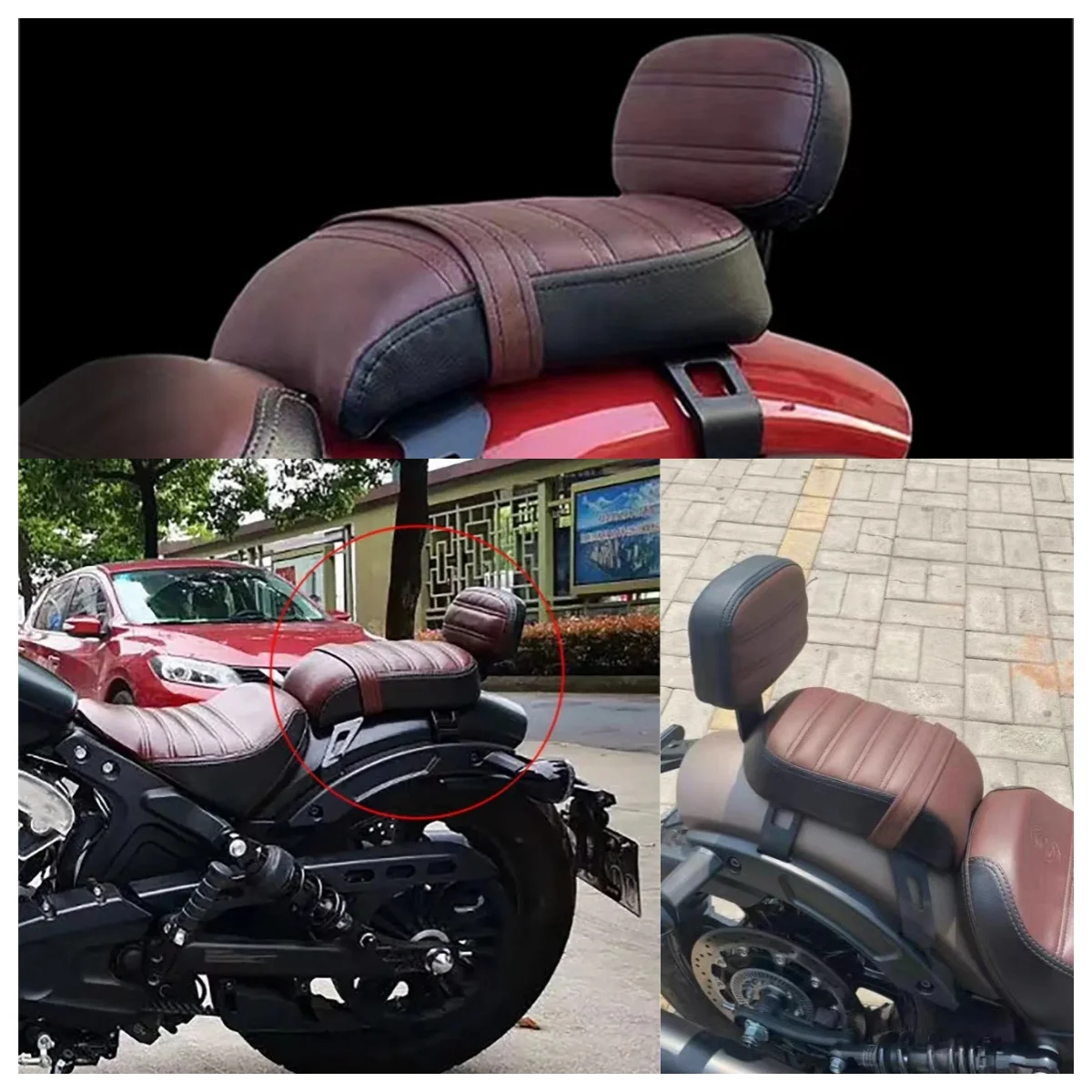 PANICAL Motorcycle Passenger Seat Backrest For Indian Scout 2018-2024 Scout Bobber Leather Rear Passenger Seat with Backrest Pad