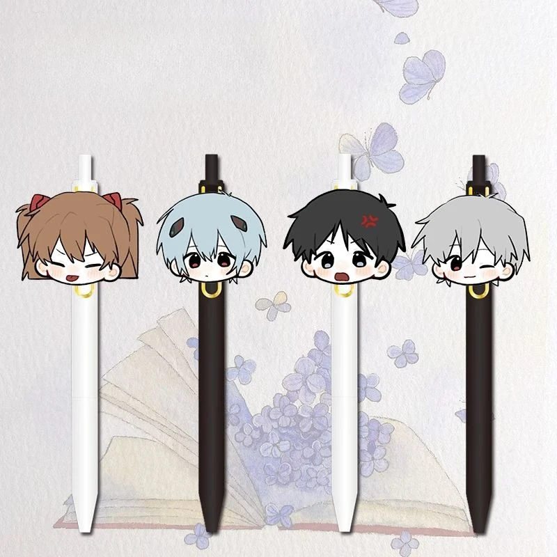 Neon Cute Genesis Classic Evangelion Retractable Click Gel Ink Pen 0.5mm Tip Fast Drying Smooth Black Ballpoint Pen Stationery