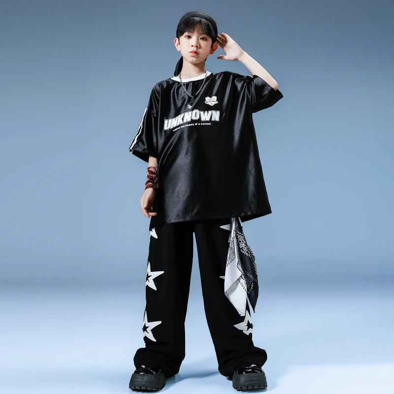 Jungen Hip Hop Übergrößen T-Shirt Cargo Baggy Pants Mädchen Street Dance Kleidung setzt Kinder Jazz Kostüme Kinder Ballsaal Streetwear