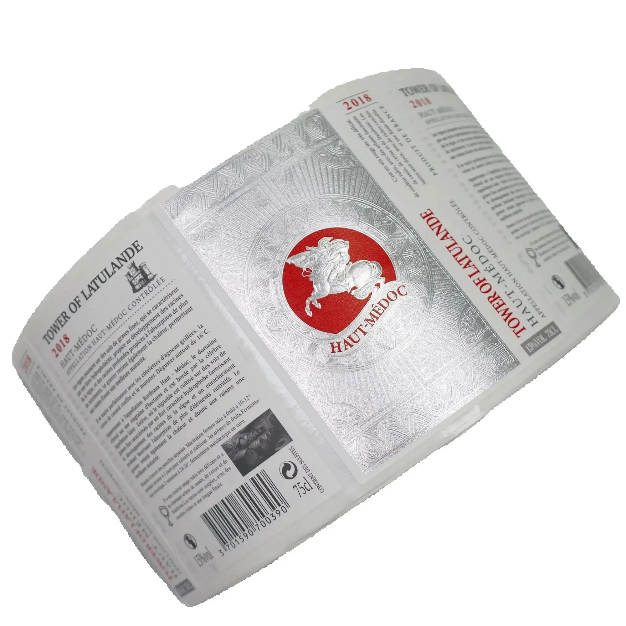 Custom Silver Glossy Holographic Wine Labels｜Adhesive Printing