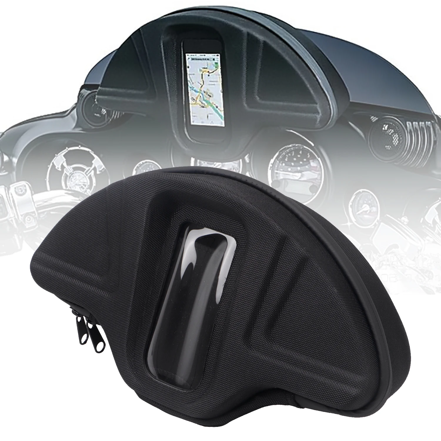 Motorbike For Harley Single Pocket Smartphone Windscreen Windshield Bag Electra Street Glide FLHT EFI FLHT CVO FLHXSE Black