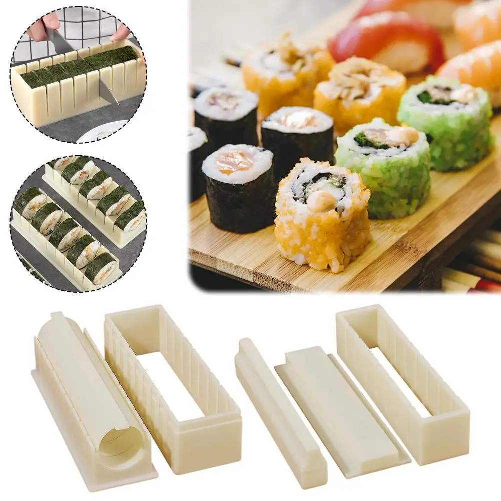 Kit para Hacer Sushi con Cortador, Molde Reutilizable para Rollos de Sushi Redondos, Cuadrados y en Forma de Corazón, Molde Portátil para Bolas de Arroz Kimbap Onigiri para Hacer en Casa