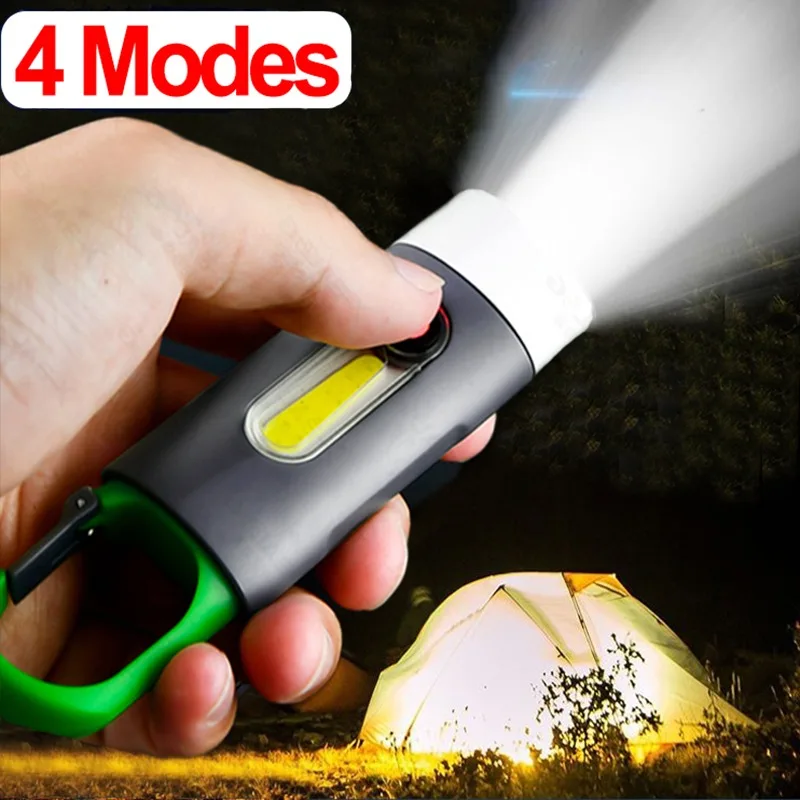 Portable Mini Strong Light Flashlights USB Rechargeable KeyChain Work Light Outdoor Camping LED Flashlight Waterproof Torch Lamp