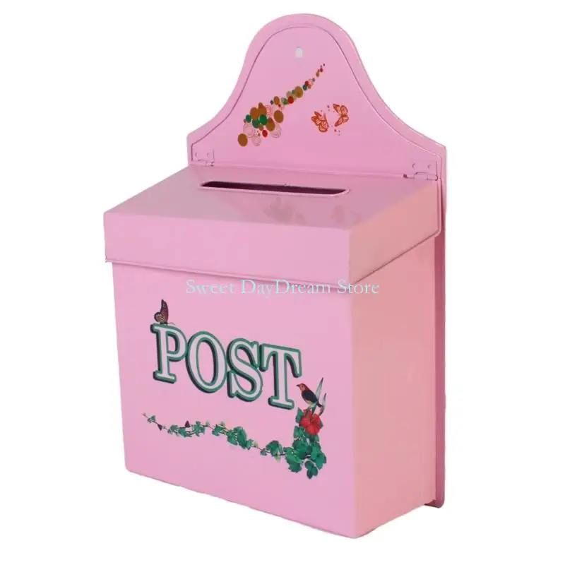 

Y88C Тяжелый декоративный металлический стеновый почтовый ящик винтаж Железный письменный коробка для крыльца с толстой.