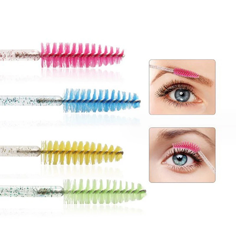 Asta di cristallo glitterato asta di cristallo a forma di fiore e diamante applicatore di pennelli per ciglia estensione tubo di Mascara in plastica