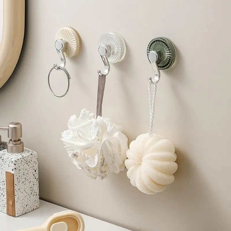 

E8BD Efficient Suction Hooks No Damage Bathroom Organizers High Capacity Waterproof Hanging Hooks For Wet Environment