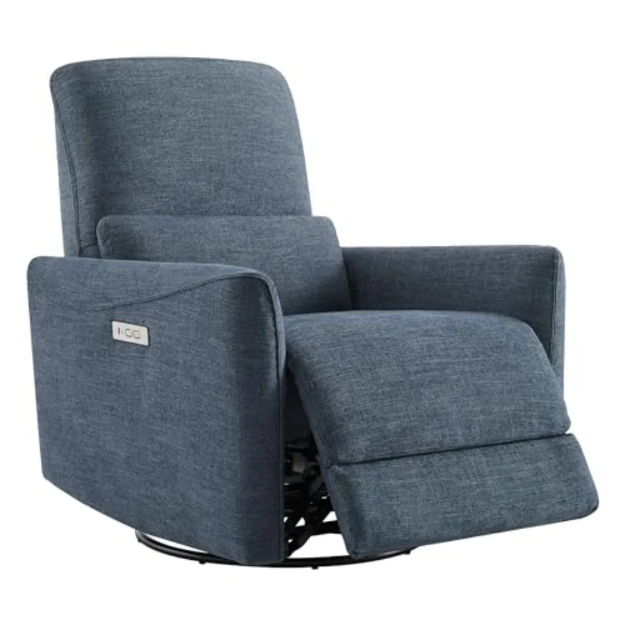 

Power Recliner Chair Swivel Glider, FSC Certified Upholstered Fabric Living Room Nursery Reclining Sofa Chair with Lumbar Suppo