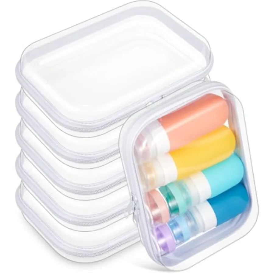 6 Pcs Clear Hard Zipper Case Plastic Zipper Pouches Transparent Makeup Bag Pencil Case Pouches Toiletry Diaper Bag for Travel T