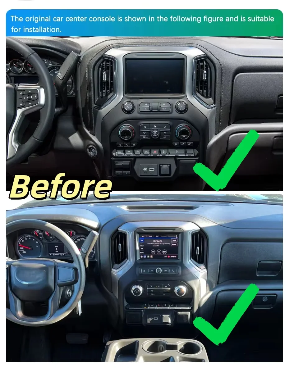 For Chevrolet Silverado GMC SIERRA 2019 2020 2021 2022 2023 Wireless CarPlay  Multimedia Android Screen Car GPS Navi Radio