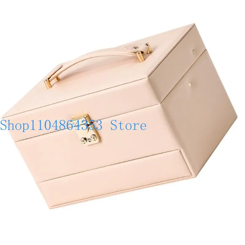 652F Schmuck-Organizer aus Leder, automatische Öffnungssysteme, Aufbewahrungskoffer mit 3 Fächern – Detail 4