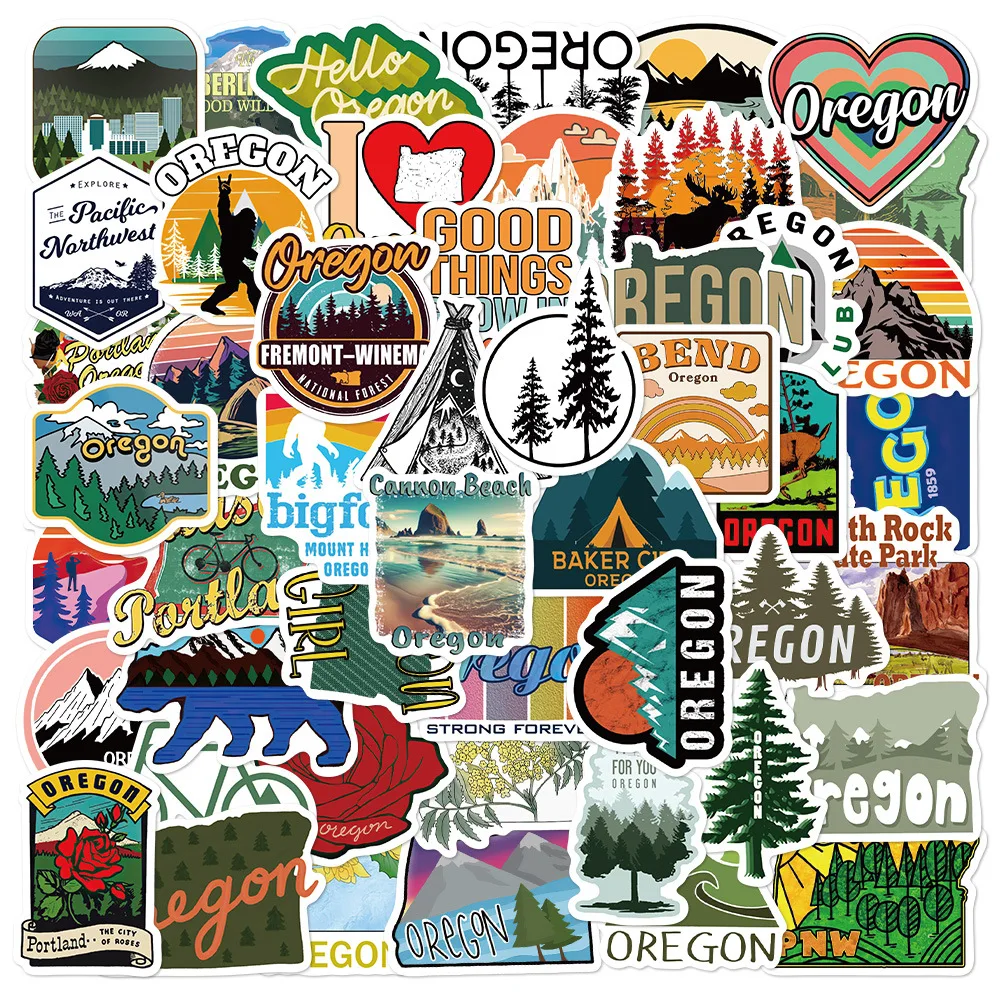 

10/30/50PCS Retro Oregon Sticker Cartoon Graffiti Decoration Motorcycle Skateboard Laptop Phone Case Water Cup Waterproof Decal