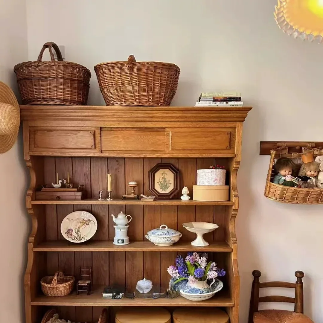 Retro Sideboard Storage Cabinet, Display Shelf for Bowls & Plates, Living Room Organizer & Bookcase for Photography Props