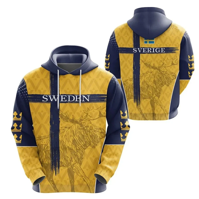 3D All Over Print Sweden Flag Emblem Hoodies Men New Fashion Pullover For Women Sweatshirts Long Sleeve Sports Costumes Kid Tops