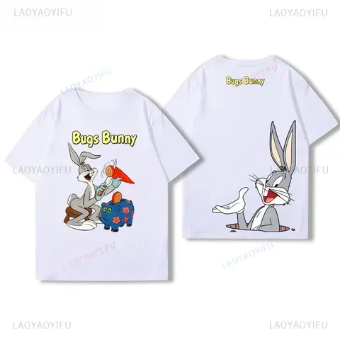 Klassisk Bugs Bunny-mönster T-shirt Herr Dam Sommar Bomull Casual Andningsbar Kortärmad Vintage Rund Hals Mode Enkla Toppar 8 best sales Bugs Bunny T-shirt - №4