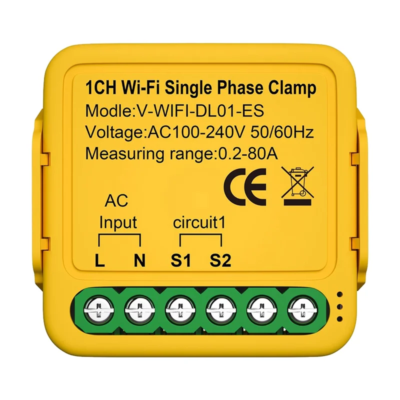 1 buah 1CH Pemberitahuan Otomatisasi Monitor Arus Energi Real-Time Kehidupan Cerdas Remote Control Kuning