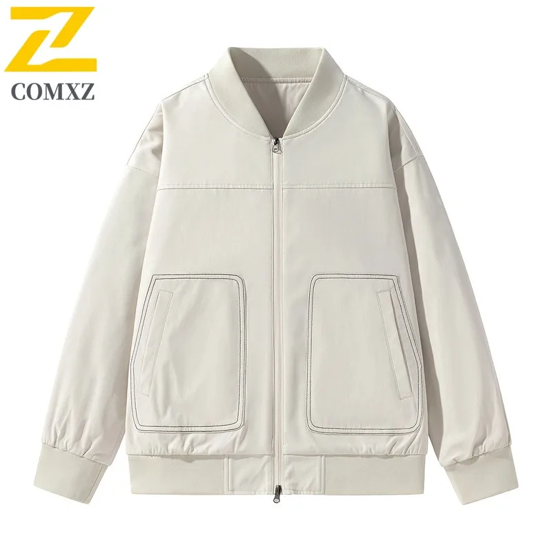 

COMXZ 2025 Baseball Jacket Flight Minimalist Jacket Men Autumn Winter New Mens Korean Casual Personality Trendy Youth Top Coat