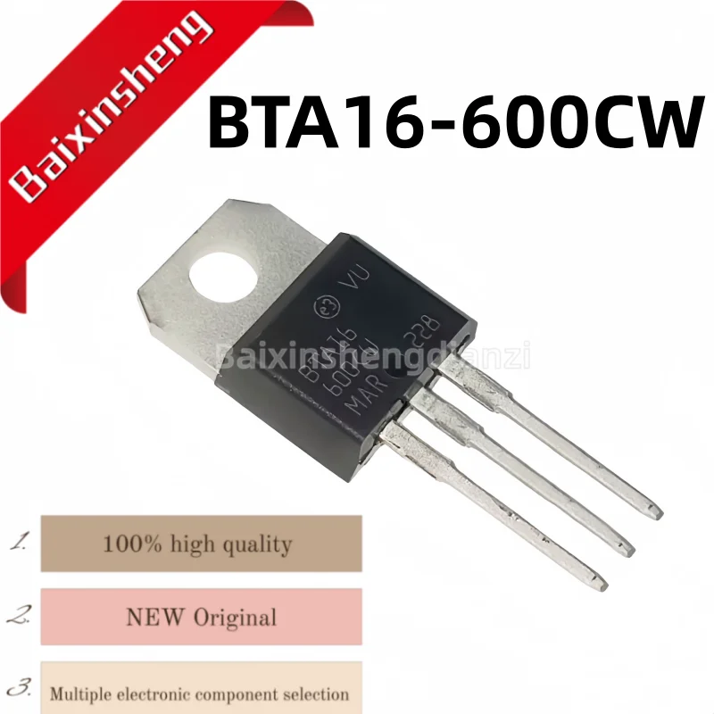 

10 pieces, BTA16-600CW,BTA16,600CW,TO-220, Bidirectional thyristor, brand new and of good quality
