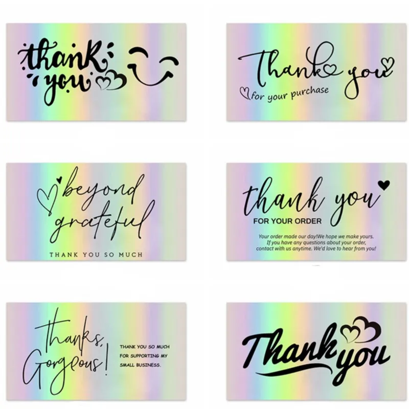 

50 шт. Спасибо за поддержку моего малого бизнеса светоотражающие лазерные благодарственные открытки поздравительные открытки для онлайн-розничных покупок