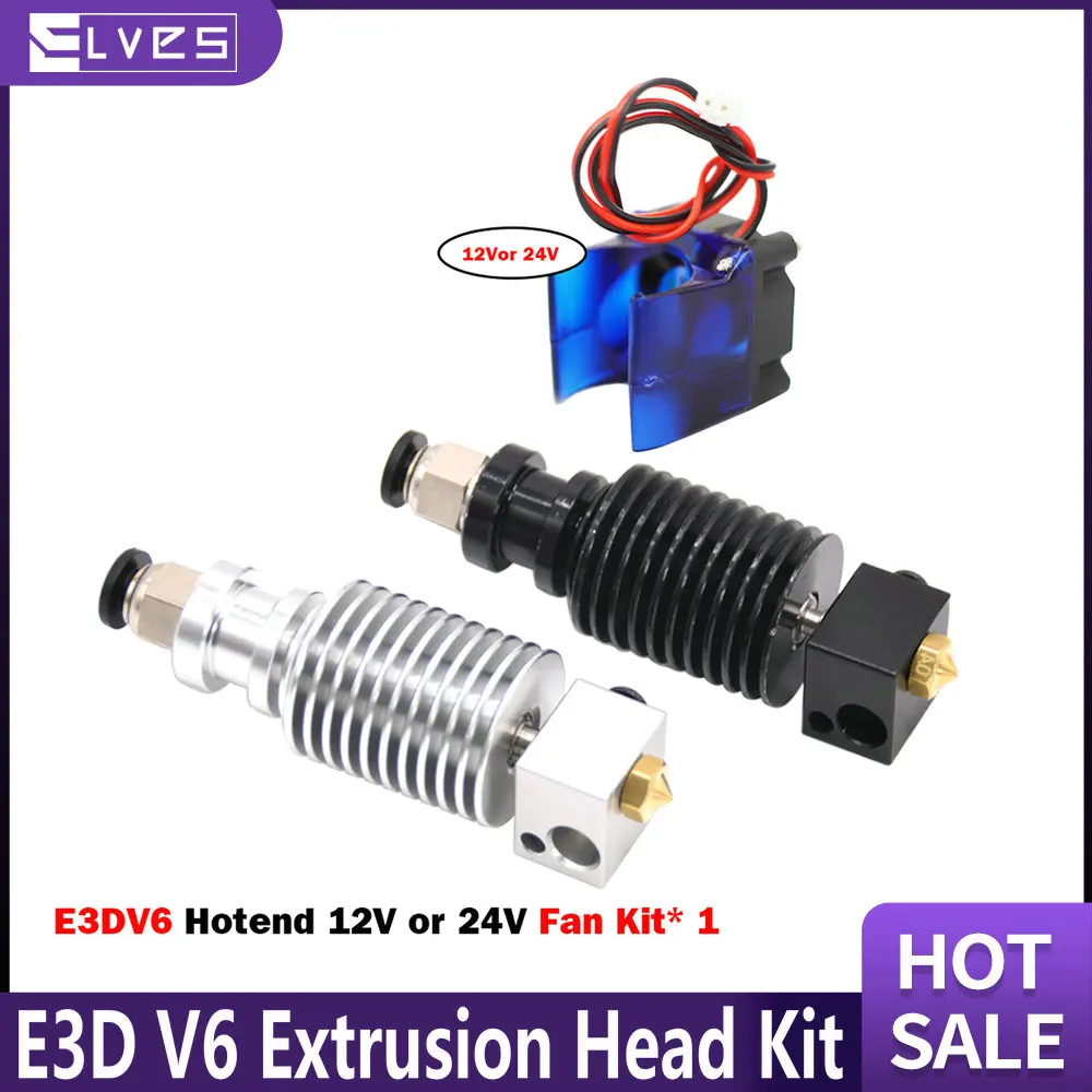 hotsale 3D Printer Accessories V6 High-Temperature Version With Fan Extrusion Head Remote Extruder12V 24V With 0.4/1.75mm Nozzle