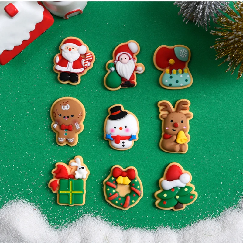 10pcs Resin Figurine Kawaii Santa Trees Snowman Gingerbread Man Flatbacks Christmas Diy Embellishments Kerst Knutselmaterialen